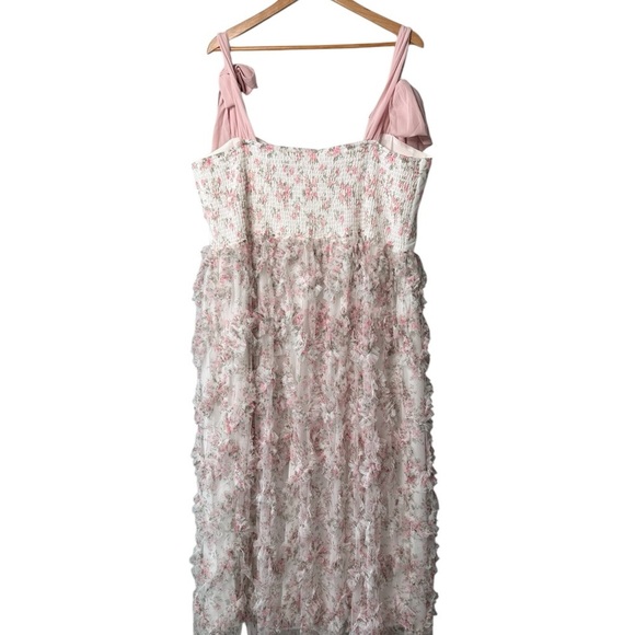 The Delfina Ribbon Dress in a Soft Petal Pink Floral Maternity Occasion Dress 3X - Picture 6 of 16